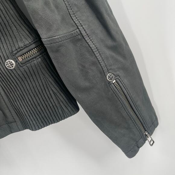 AFFLICTION Leather Jacket Women's Small NWT #99 Livestock Biker MMA Cross Zipper - Picture 11 of 16